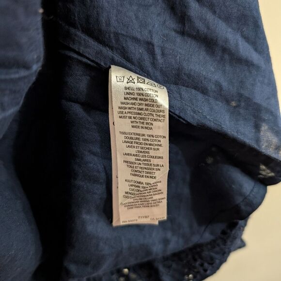 French Connection fit and flare cotton Embroidered Eyelet navy midi dres… - Picture 9 of 16